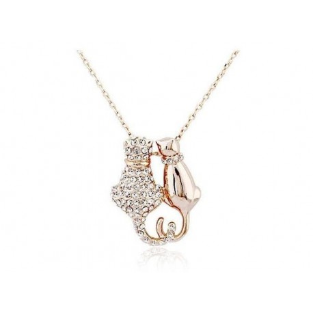 Collier Chat Amoureux Plaqué Or